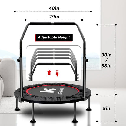 KENSONE foldable mini trampoline with adjustable foam handle, max load 450 lbs