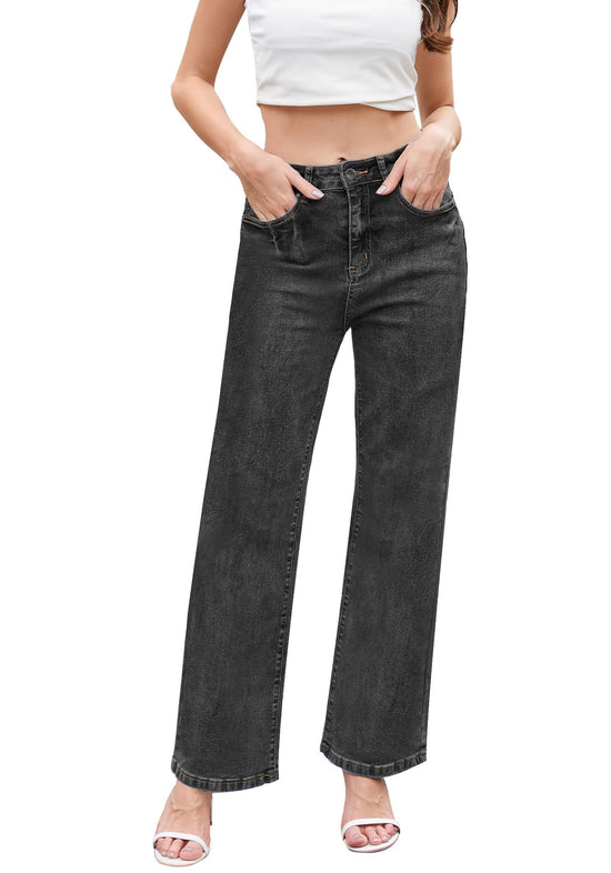 Dimur pants — trendy high waisted wide leg denim with pockets