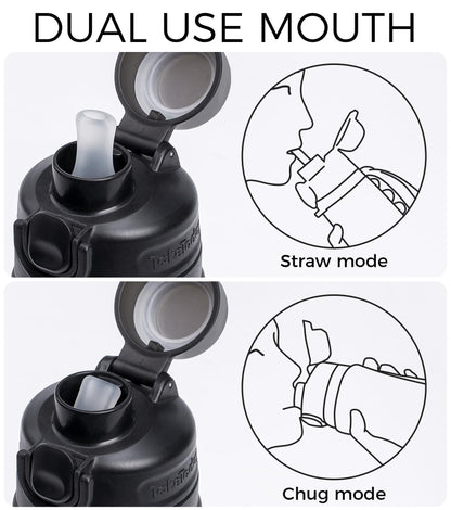 TakeToday collapsible water bottle — foldable silicone design with straw and strap