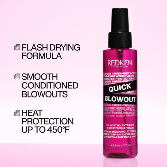 Redken heat protectant spray — Smooths and adds shine for all hair types