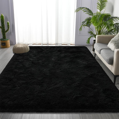 Deerhoo shag area rug — tie-dyed plush design for living room and bedroom decor