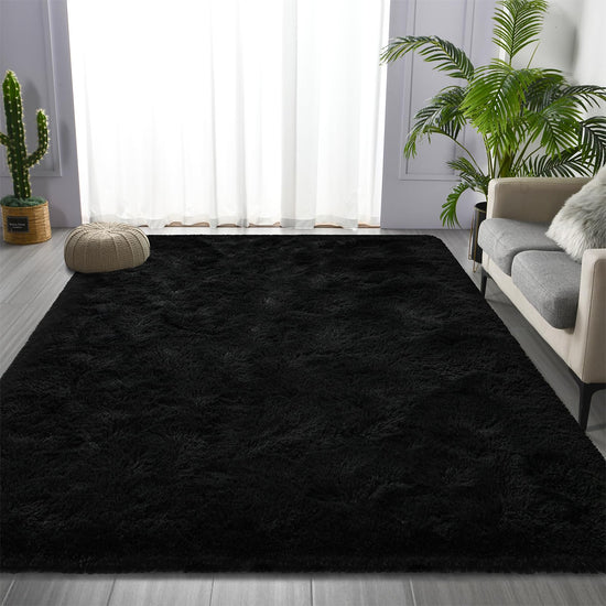 Deerhoo shag area rug — tie-dyed plush design for living room and bedroom decor