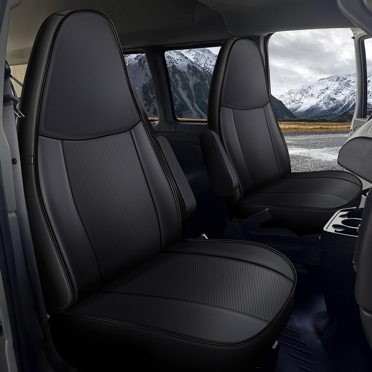 AOMSAZTO car seat covers — waterproof and wear-resistant for Chevy Express van 2010-2025.