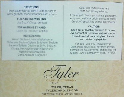 Tyler Glam Wash laundry detergent — Diva scent, 907g, HE safe