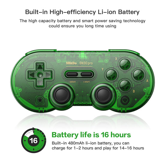 8Bitdo SN30 Pro wireless Bluetooth controller — Hall effect joystick update, jade green