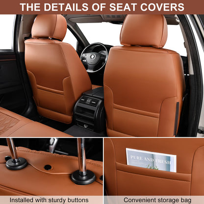 TINRAIYANG car seat covers - breathable leather for front and rear seats in brown