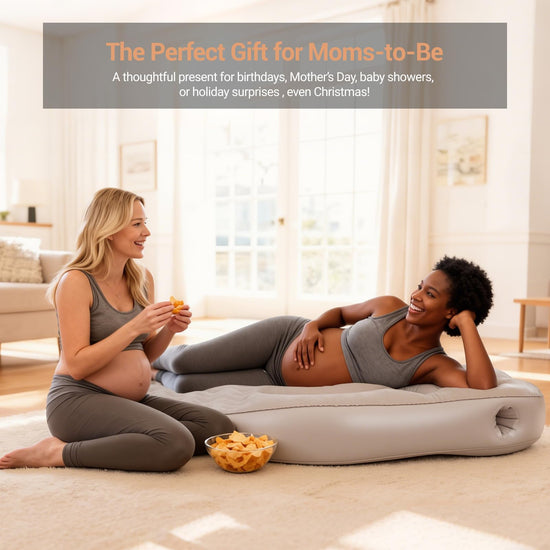 Body positioner — Inflatable pillow for stomach sleepers with belly and head hole