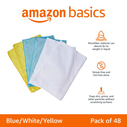 Amazon Basics towel — microfiber cleaning cloths in solid rectangular shape