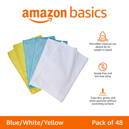 Amazon Basics towel — microfiber cleaning cloths in solid rectangular shape