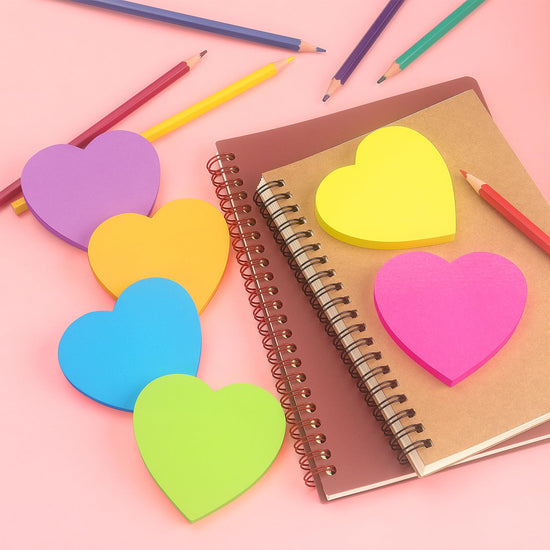 Self stick note pads — heart shape colorful design, 75 sheets per pad