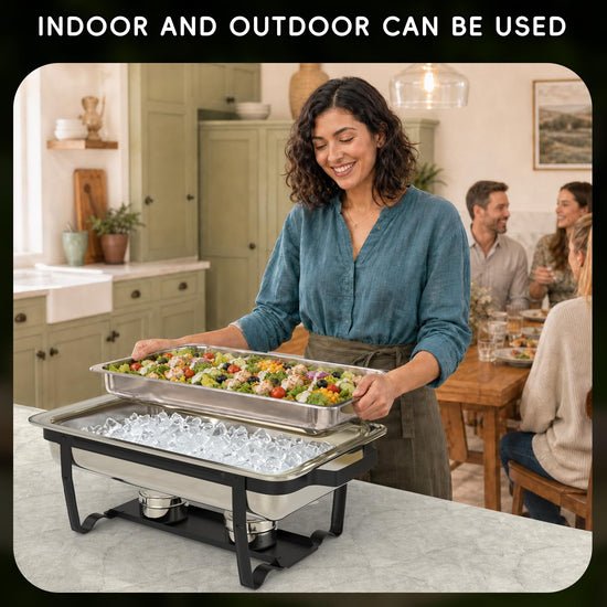 Sifer 9Qt Chafing Dishes for Buffet, Multi-Size Pans 4 Pack, Black