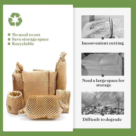 Honeycomb packing paper — recyclable alternative to bubble wrap for shipping and moving supplies