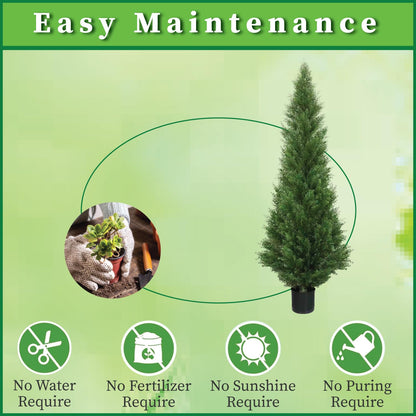 Artificial tree — 5 foot outdoor cedar topiary with potted plants