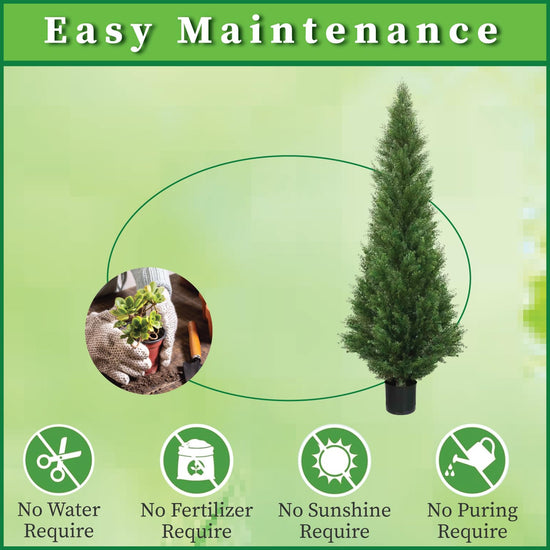 Artificial tree — 5 foot outdoor cedar topiary with potted plants