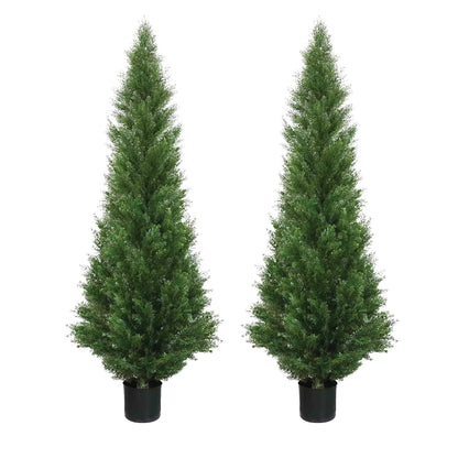 Artificial tree — 5 foot outdoor cedar topiary with potted plants