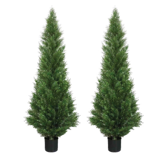 Artificial tree — 5 foot outdoor cedar topiary with potted plants
