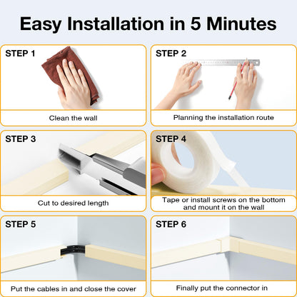Delamu cord management cover - paintable cable concealment system for home office