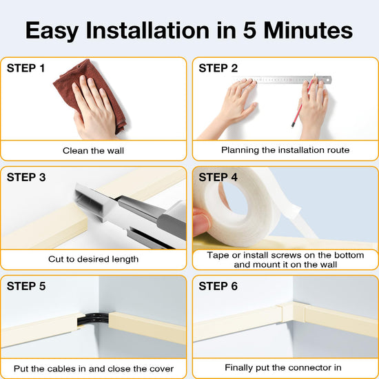 Delamu cord management cover - paintable cable concealment system for home office