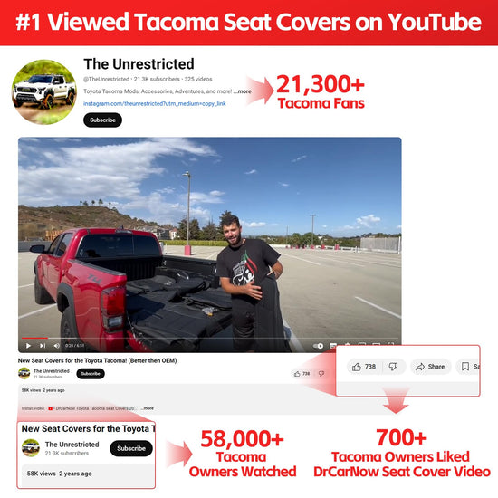 DrCarNow vehicle seat covers - leather waterproof for Toyota Tacoma 2016-2023