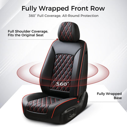 Huidasource seat covers — full set waterproof nappa leather in black and red