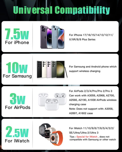 JARGOU charging adapter — 3 in 1 wireless charging station for Apple devices