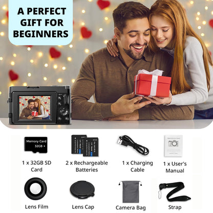Duluvulu digital camera — 48MP vlogging camera with 180° flip screen and zoom