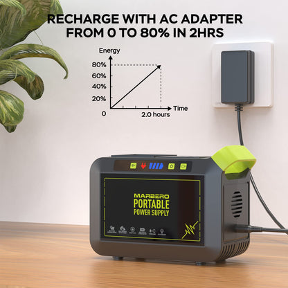 MARBERO portable power station - 88Wh lithium battery with solar generator option for outdoor use