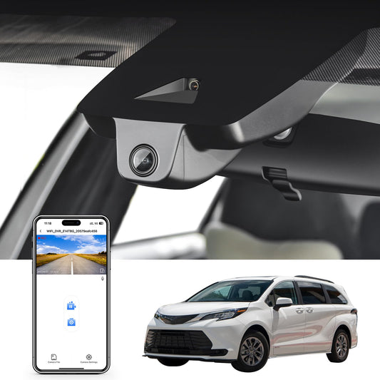 Mangoal 4K dash cam with integrated OEM look for Toyota Sienna 2021-2026, UHD video, GPS, 64GB card