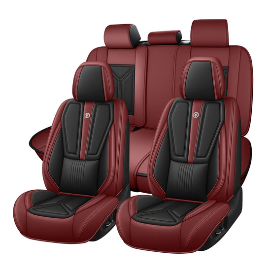 Arazi 5 seat covers — full coverage leather for 5 seats in black and red