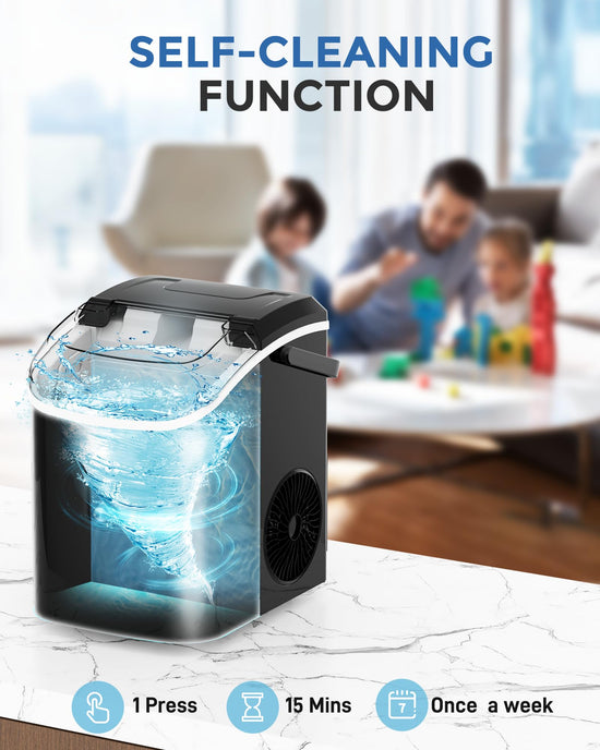 EASYERA nugget ice maker — self-cleaning portable pebble ice machine with scoop and bucket