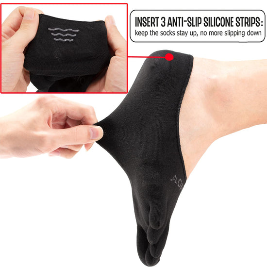 aomagic toe socks - moisture wicking five finger invisible liner socks for men and women