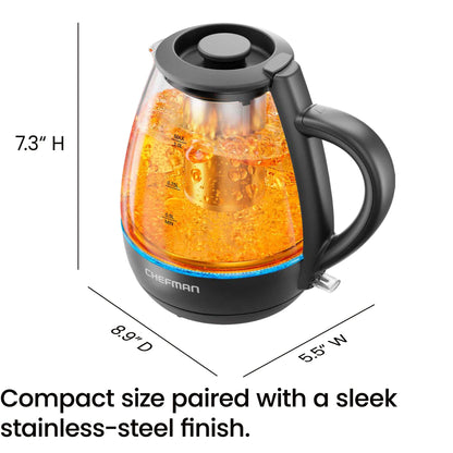 Chefman electric water boiler with tea infuser and boil-dry protection