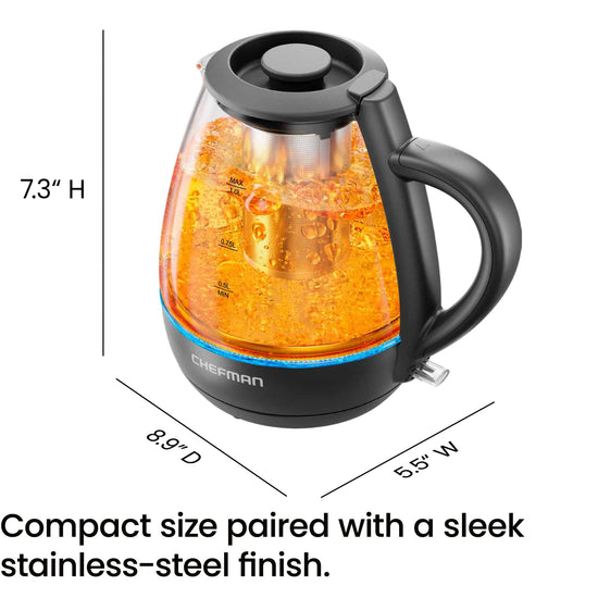 Chefman electric water boiler with tea infuser and boil-dry protection