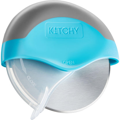 Kitchy pizza cutter wheel — Ergonomic design with protective blade cover