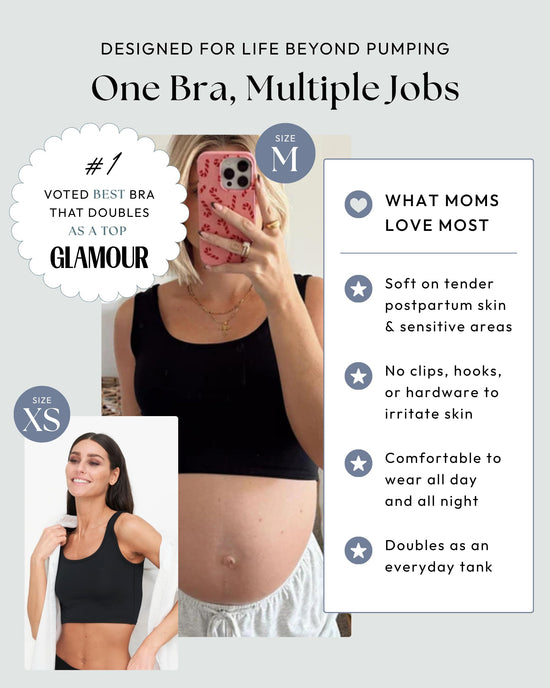 Larken Hands Free Pumping Bra for Breastfeeding | Breast Pump - Maternity Bras for Pregnancy, Pumping & Nursing Bra in One Black (L)