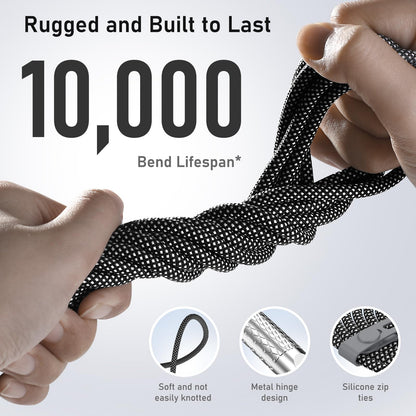 USB C cable - 10FT 240W fast charging with 180° rotating design for iPhone and MacBook
