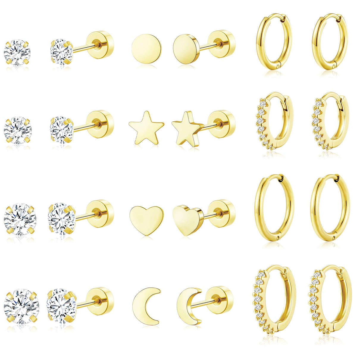 Adoyi gold hoop earrings set with twisted huggie design for women
