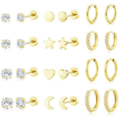 Adoyi gold hoop earrings set with twisted huggie design for women