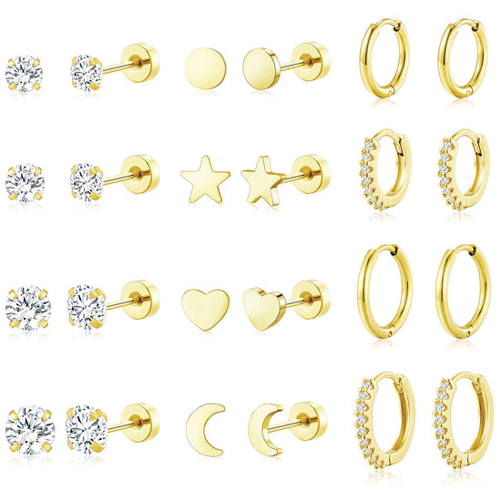 Adoyi gold hoop earrings set with twisted huggie design for women