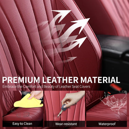 FLORICH vehicle seat cover — waterproof nappa leather for 2-seater cars in red