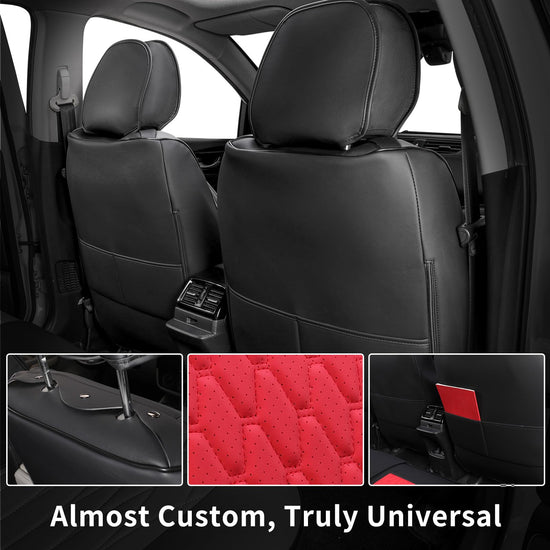 Custaura vehicle seat cover — waterproof leather in black and red