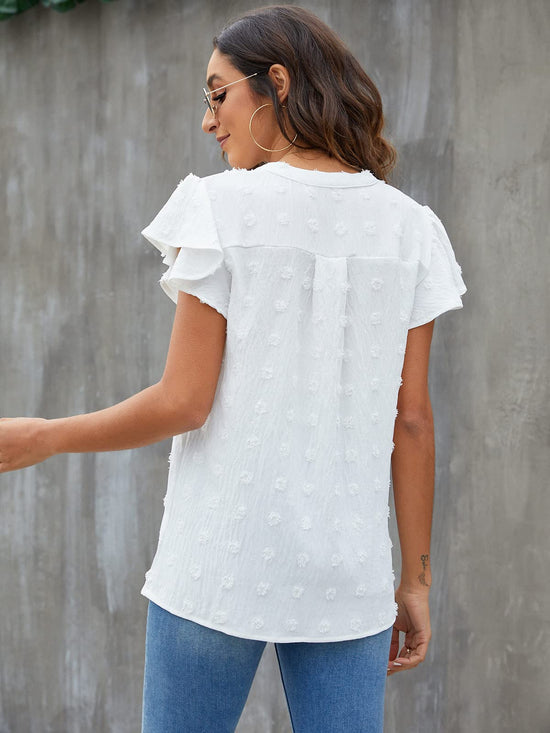 Blooming Jelly blouse with ruffle sleeves and v neck design