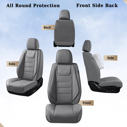 Coverado car seat covers - waterproof leather seat protectors in gray