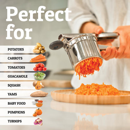 PriorityChef potato ricer — heavy duty stainless steel kitchen tool for mashing potatoes