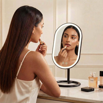 Fancii LED lighted vanity mirror — rechargeable cordless design with dual magnification and 3 light settings