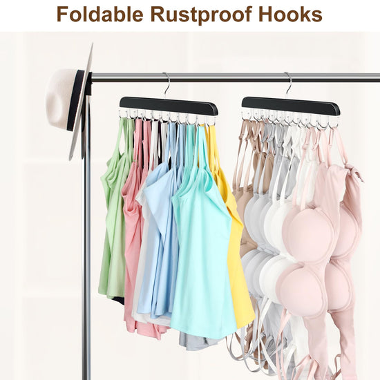 Clothes hanger — Foldable wood design with 20 hooks capacity for space saving storage