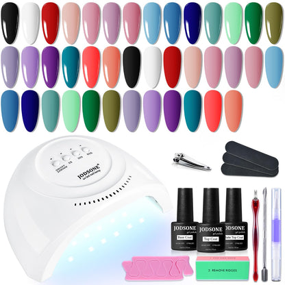 JODSONE gel nail polish kit with 32 colors and UV light