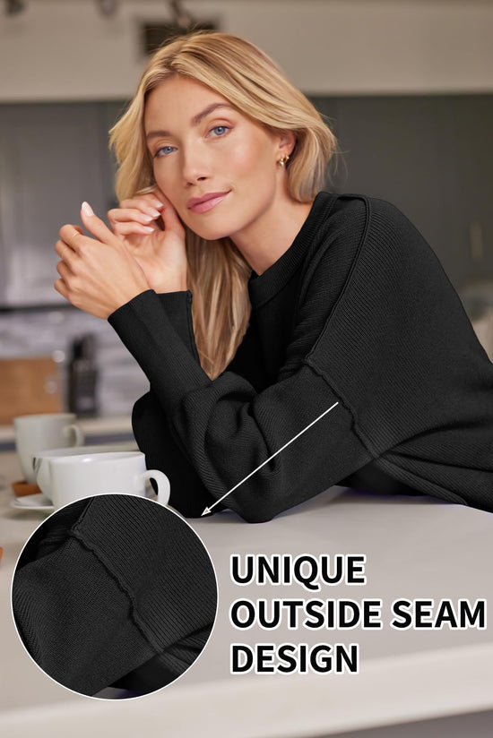 Sweatshirt — Women's oversized batwing design with side slit