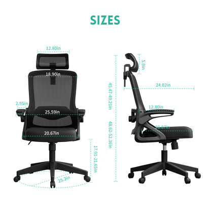 Ergonomic office chair — adjustable lumbar support and rotatable headrest