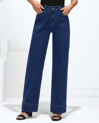 Luvamia wide leg jeans - trendy high waist straight leg baggy denim pants